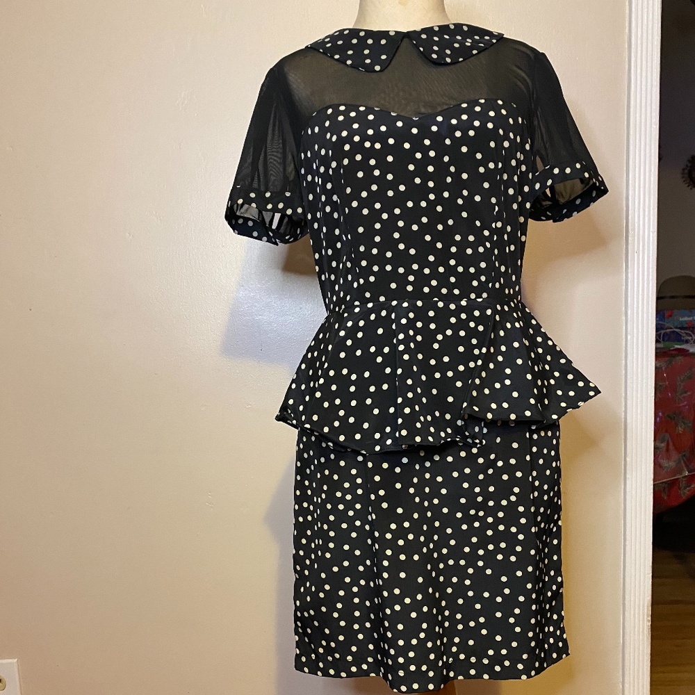 Retro style black & white polka dot dress